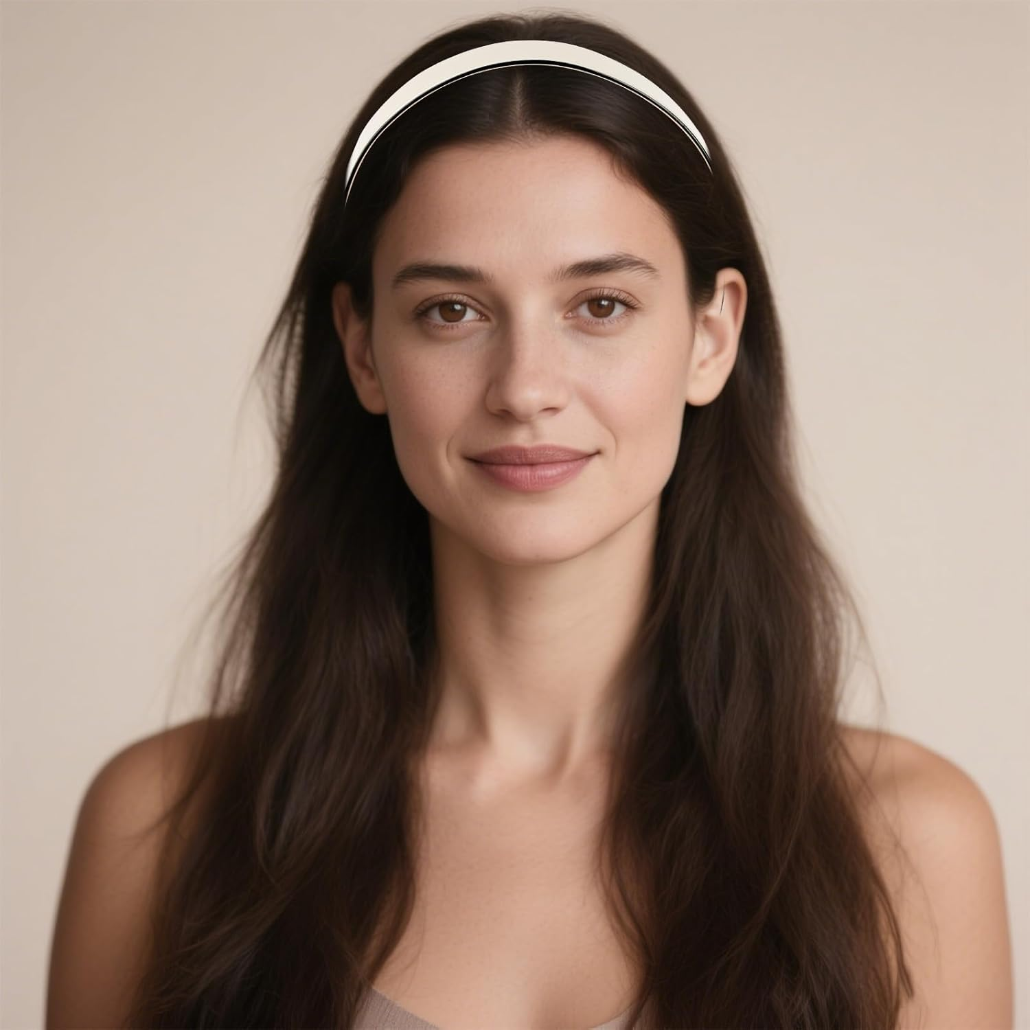 EXIPSAT Set of 2 Real Acetate Flat Headbands, Soft Women'S Hair Band in White and Pink, Fashionable Headpiece with Comfortable Fit, Ideal for Hairstyle Fixation image number 2