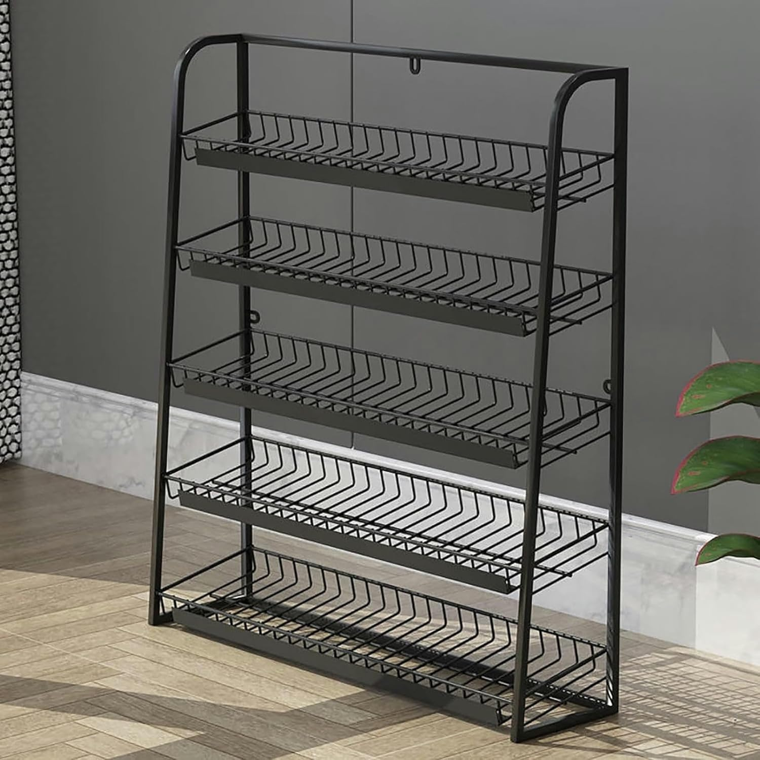 Snack Storage Rack Storage Baskets， Candy Display Rack(Black,50X15X67Cm) image number 4