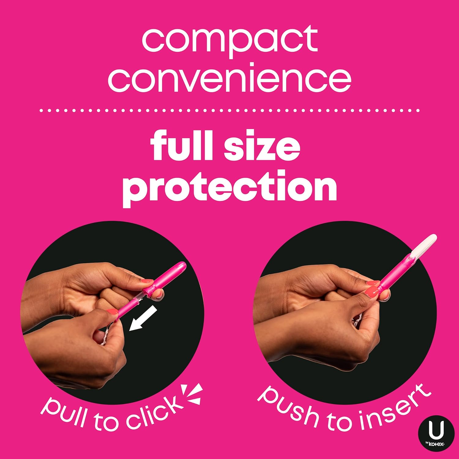 U by Kotex Click Compact Tampons, Super, Unscented, 192 Count (6 Packs of 32) (Packaging May Vary) image number 1