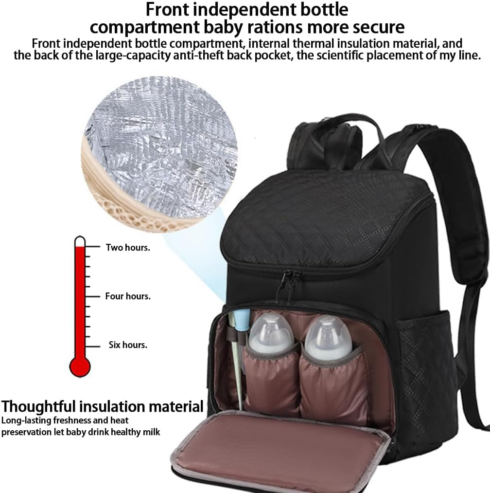 IOIUSKKU Baby Bag for Mom Chic Diaper Backpack with Changing Pad Insulated Pocket Stroller Strap for Boys Girls Diaper Bags Cloth - C image number 4