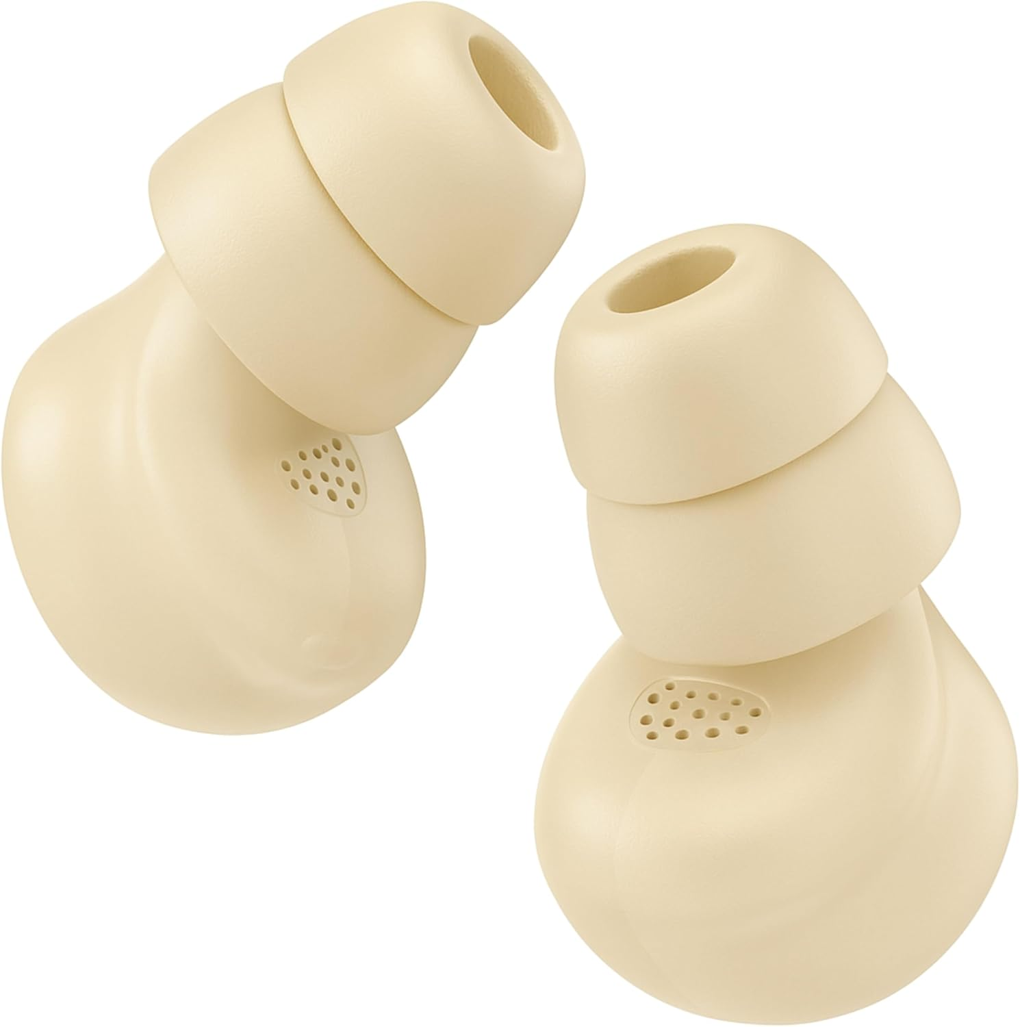 Ear Plugs for Sleeping, Travel, Concerts, Working. 45Db Protection Earplugs. Custom Fit with 7 Pairs of Replaceable and Reusable Ear Tips. Soft, Reusable, Comforatable & Lightweight. Using State of the Art Nano-Sound-Absorbing Materials with Mesh Filter for Superior Reduction. - Beige image number 3