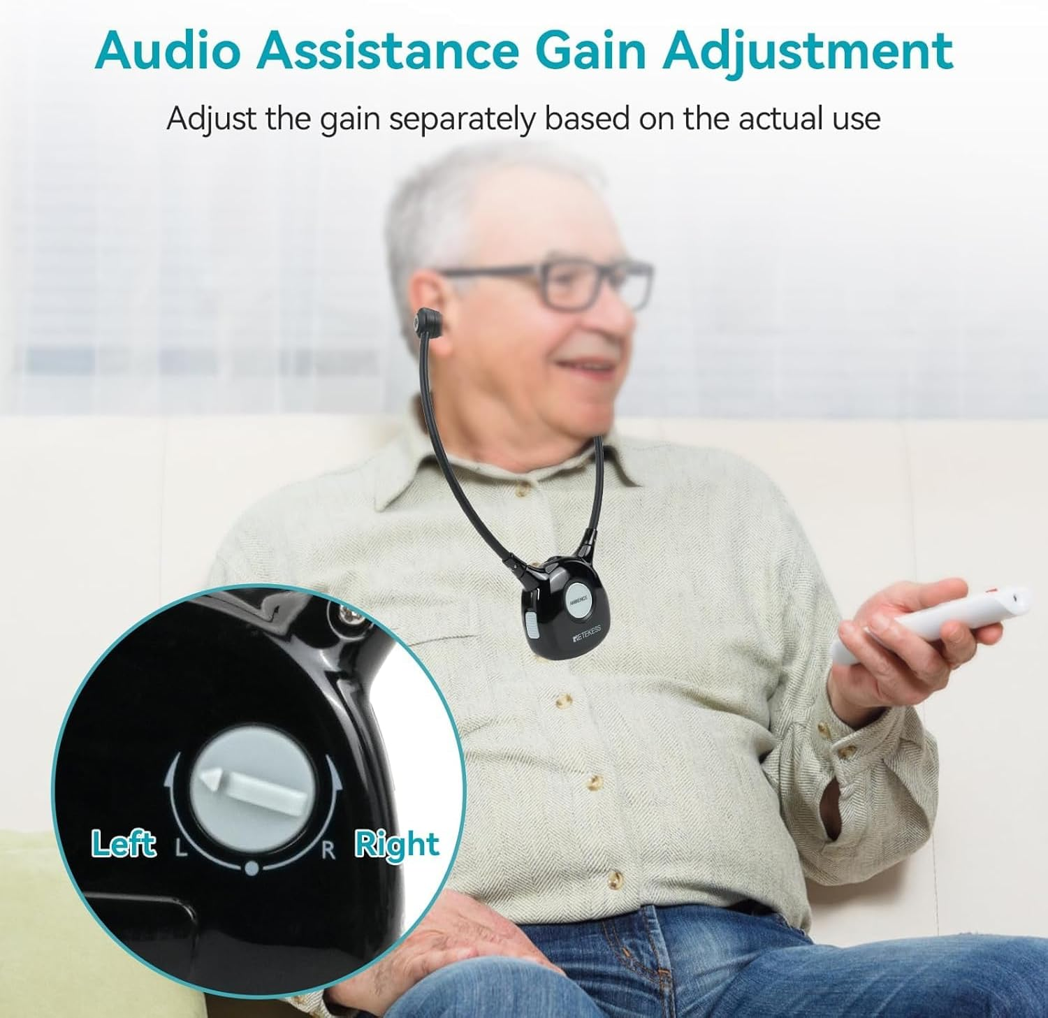 Retekess TA008 Wireless Headphones for TV, Digital Headset System, TV Ears with Sound Amplifier,For Hard of Hearing Seniors,Two Battery for Long Time TV Watching,100Ft Long Range, Support Most Tvs image number 6