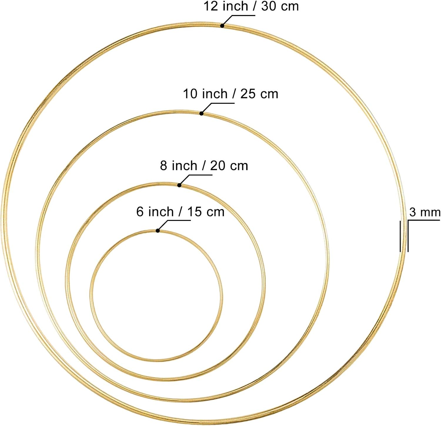 8 Pack Large Metal Floral Hoop Wreath Macrame Gold Hoop Rings(6 Inch8 Inch10 Inch 12 Inch) for Making Wedding Wreath Decor and DIY Dream Catcher Wall Hanging Crafts-Gold - Gold image number 5