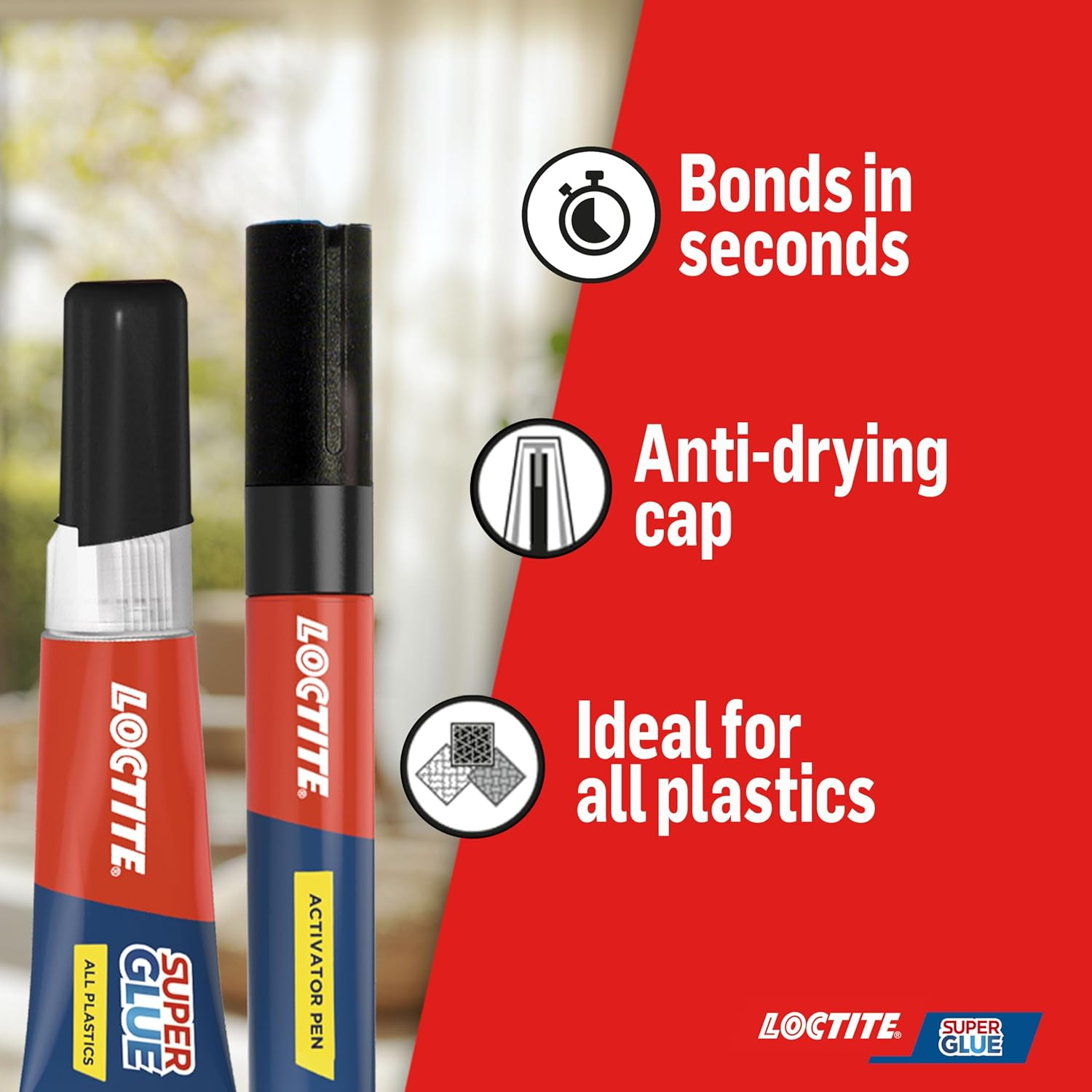 Loctite Super Glue All Plastics - Strong Super Glue for Plastic* - Transparent, Instant Set Plastic Adhesive with Dry Activator, 2 G Tube + 4 Ml Activator Pen image number 4