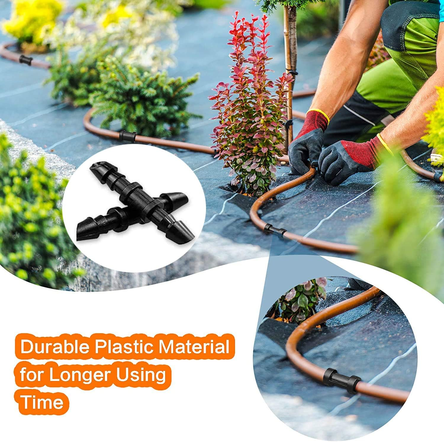 200Pcs Barbed Connectors Drip Irrigation Barbed Connectors,Hoinco Fitting Drip Irrigation Barbed Coupling Single Barbed Connector for Irrigation Tubing System and Garden image number 5