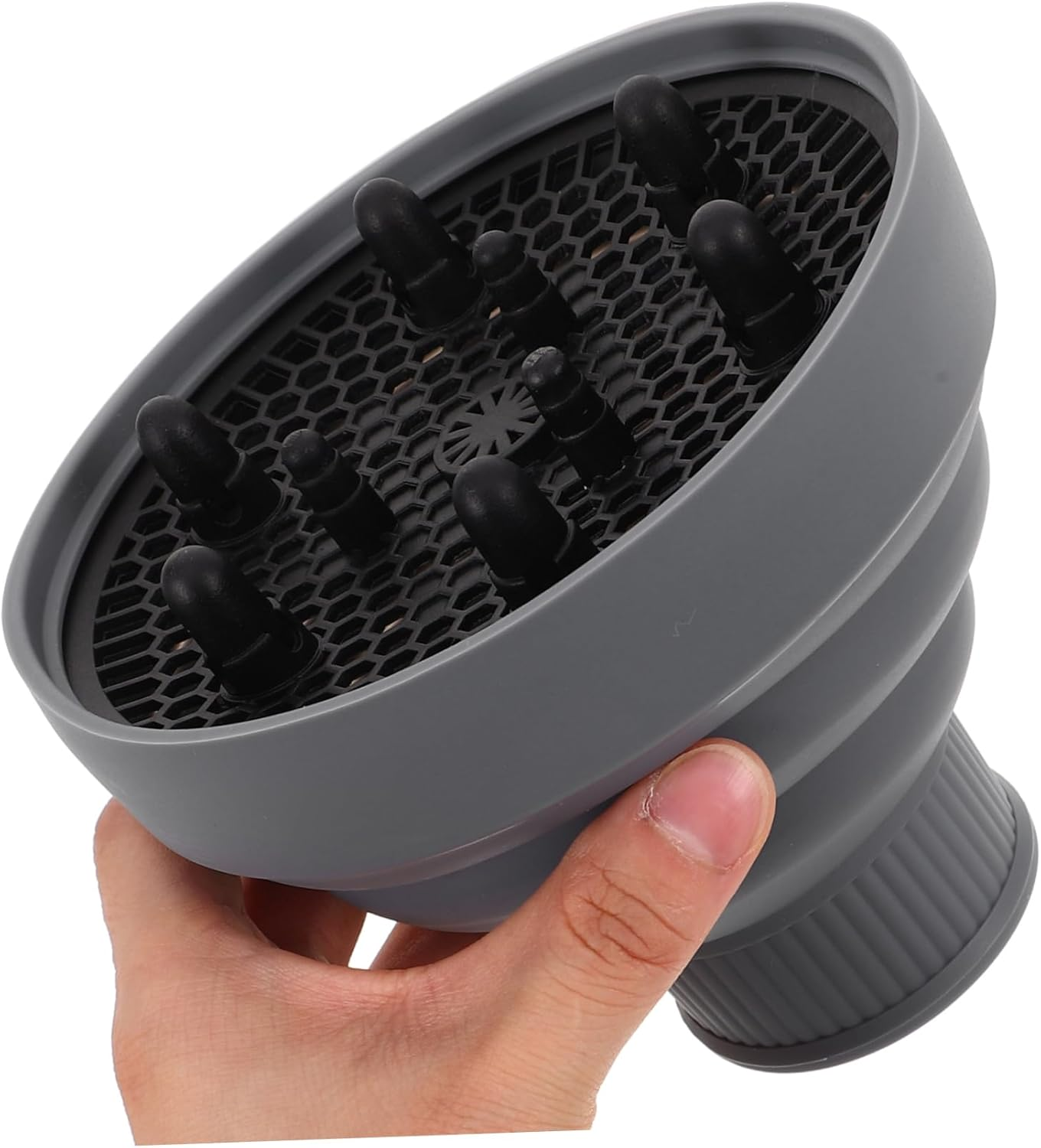 HONMEET Hair Difuser Attachment Silicone Collapsible Nozzle for Hair Dryer Fit Grey image number 3