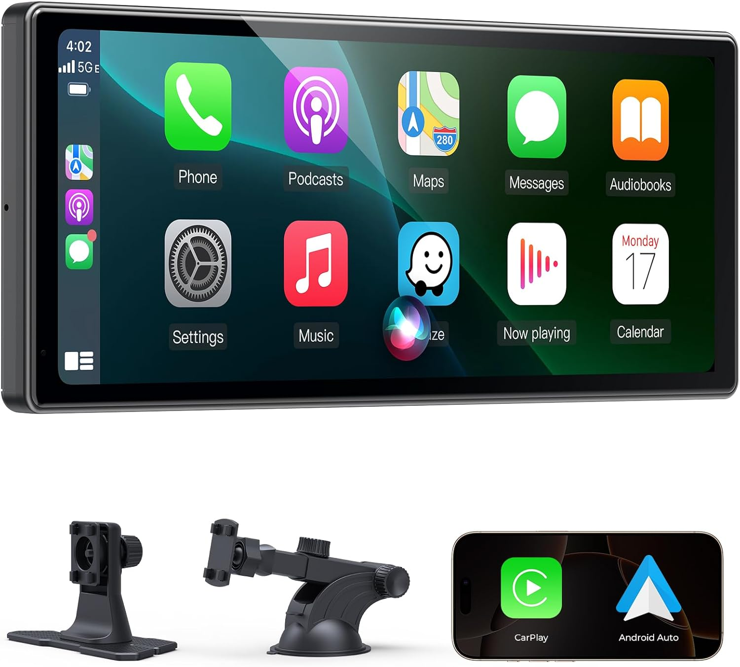 10.26" Carplay Screen for Wireless/Wired A-Pple Carplay,Android Auto and Mirror Link,Ips Car Play Touch Screen Car Stereo with Light Sensitive,Bluetooth Audio,Siri/G00Gle Assistant image number 5