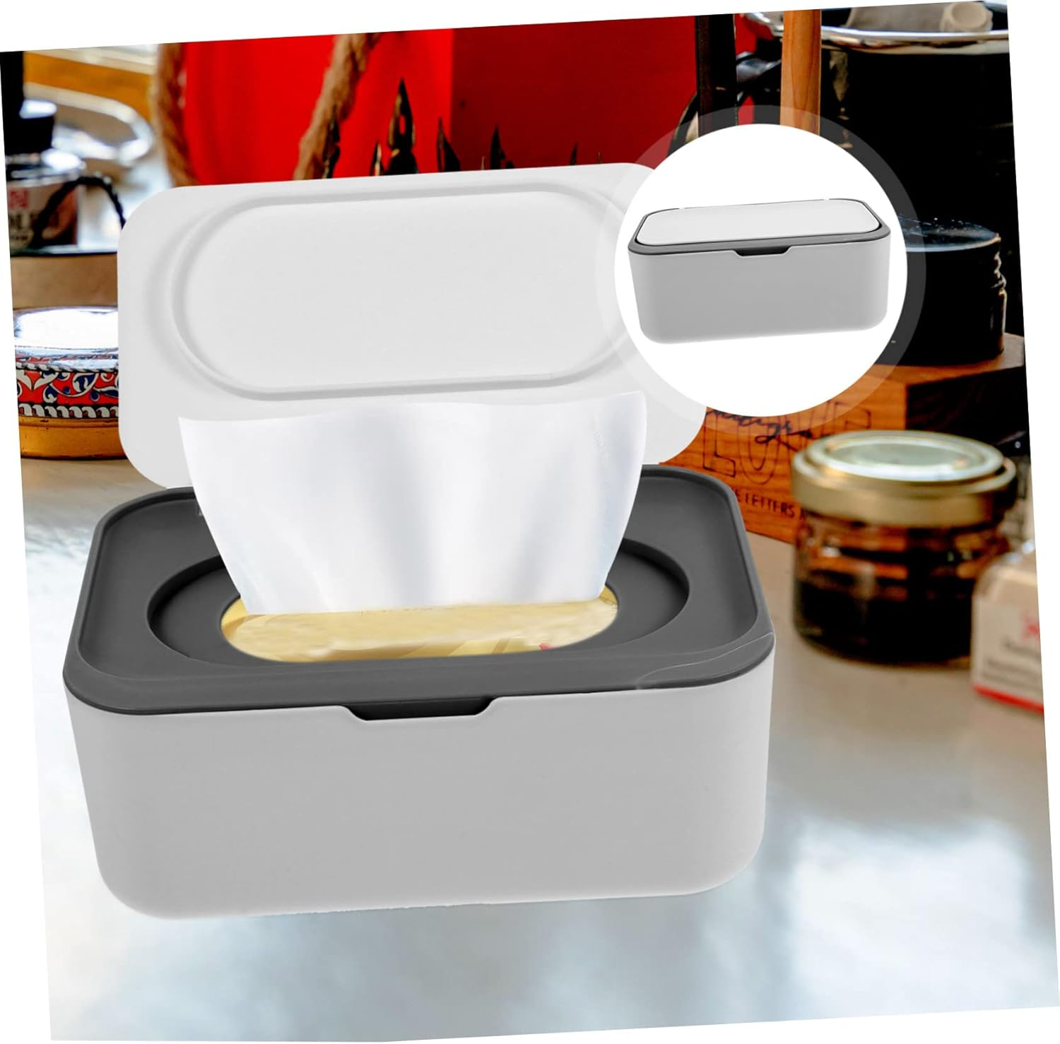 Refillable Wipe Dispenser Box with Dustproof Cover Capacity Portable Wipes Holder for Travel and Home Use Lightweight Compact for Stroller and Table image number 5