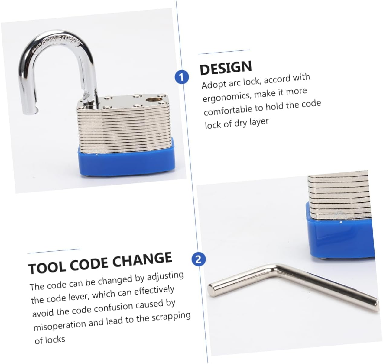 Outanaya Combination Password Padlock for Suitcases and Travel Bags, 4-Digit Household Door Lock with 45Mm Large Solid Body, Secure Journey Padlock for Luggage and Suitcase Protection image number 3