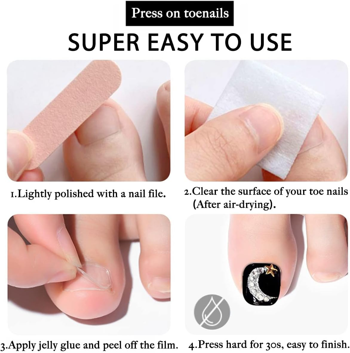 French Tips Press on Toenails 24 Pcs Acrylic Foot False Nails Square Fake Toe Nail Rose Detachable Stick Manicure Decoration for Women Girls image number 6