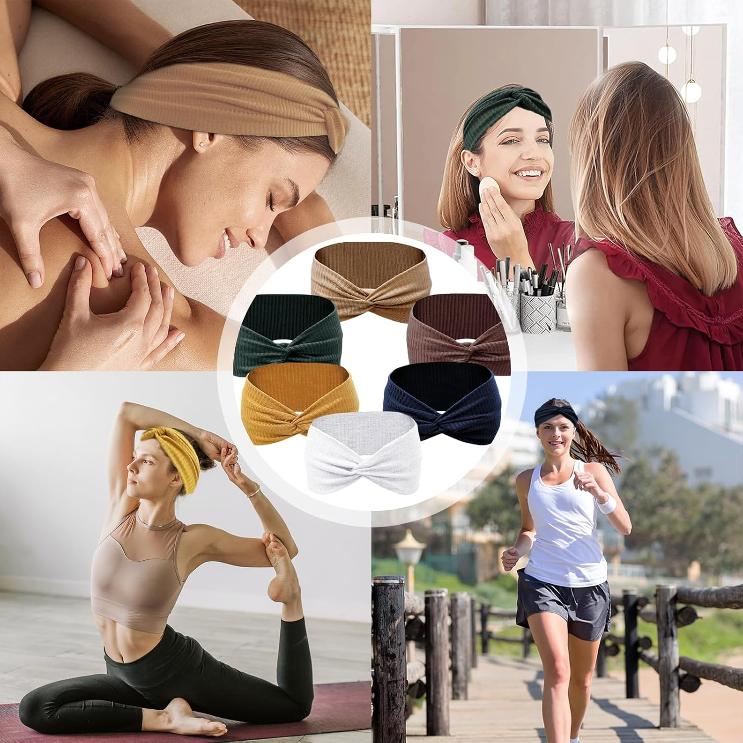 Nayyana 6 Pieces Headbands for Women Non-Slip Short Hair Running Sports Yoga Workout Elastic Hair Bands for Women Turban Hair Twist Hair Wrap for Girls image number 4