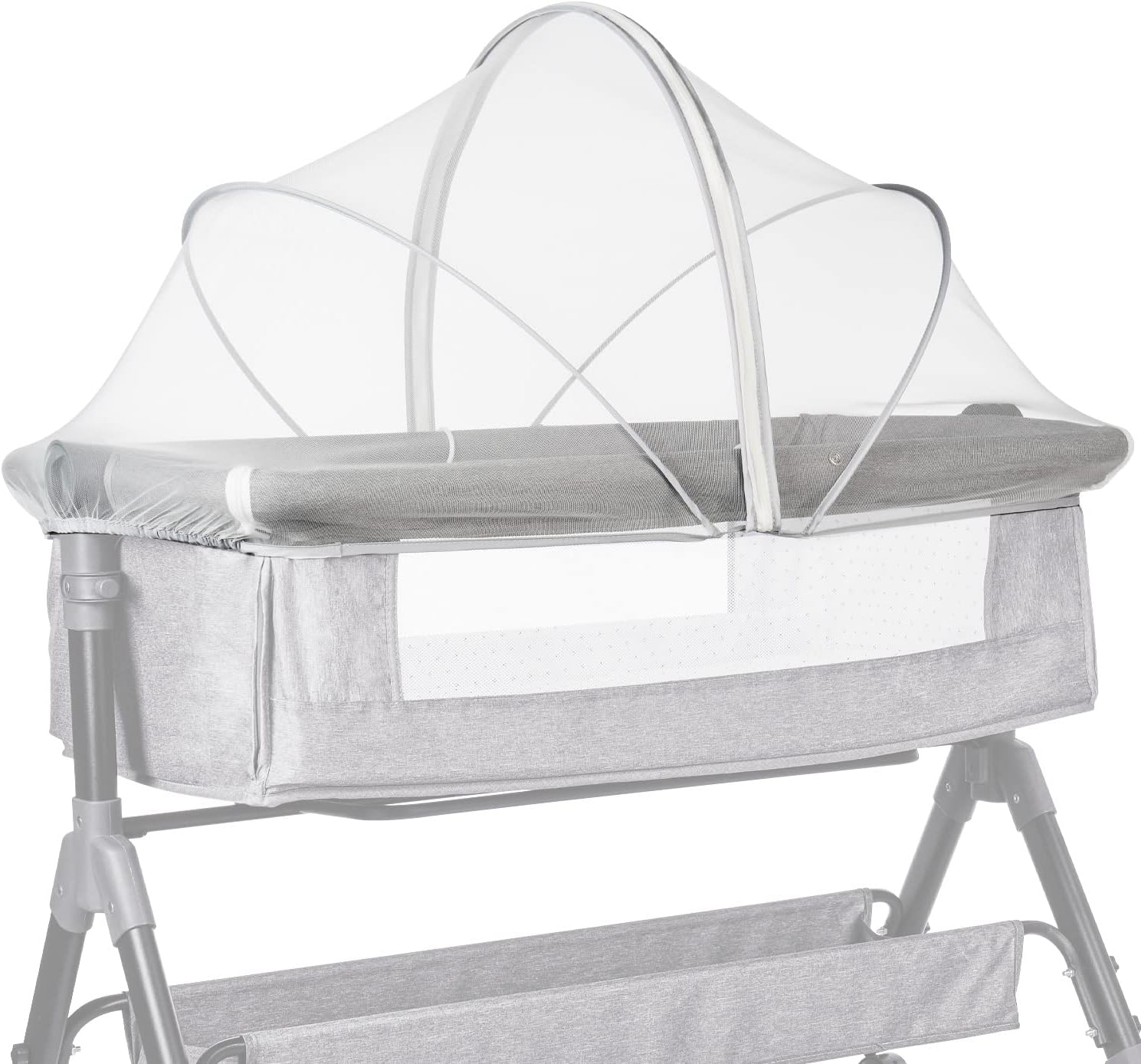 DUSHARKFUN Bassinet Cover Mosquito Net for Babies to Keep Insects/Bugs/Cats Out, Toddler Bassinet/Bedside Sleeper/Crib Net with Two-Way Zippers & Storage Bag, Breathable Mesh Holes, White - White image number 3
