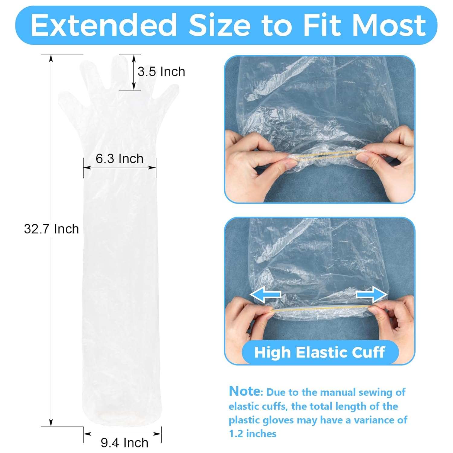 30PCS RAINFLOW Plastic Arm Cast Covers for Shower Adult Waterproof Arm Sleeve - Disposable Long Cast Bandage Protector Cover for Broken Wound on Elbow Wrist Finge(32.7 Inch) image number 6