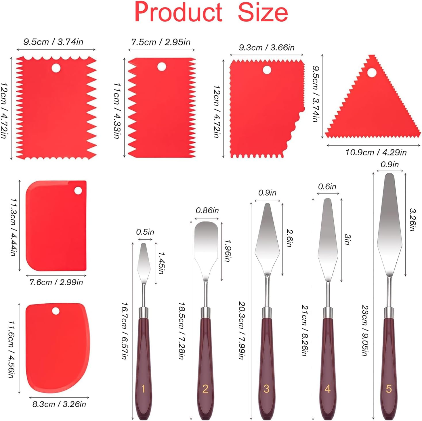 Fyvadio Palette Knife Set, 5Pcs Painting Knife Set with 6Pcs Plastic Scrapers, Pallet Knife, Mixing Scraper for Acrylic Art Palette Knives for Art Craft Painting