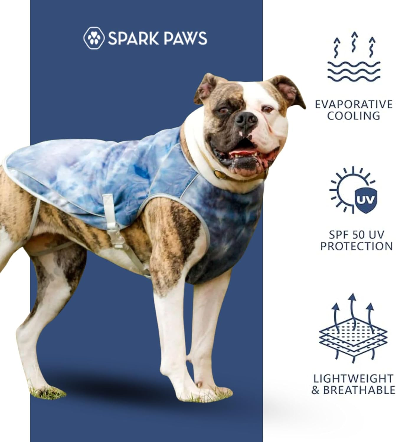 Spark Paws Chilltech&trade; Dog Cooling Vest - Cooling Effect - Lightweight Materials - SPF 50 UV Protection - Ice Blue, XL image number 2