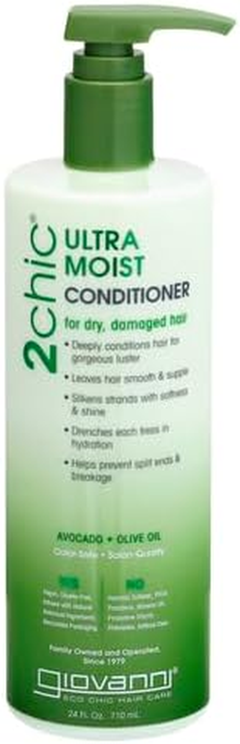 GIOVANNI 2Chic Ultra-Moist Conditioner - Avocado & Olive Oil, Creamy Hydration Formula, Enriched with Aloe Vera, Shea Butter, Botanical Extracts, No Parabens, Color Safe - 24 Oz image number 1