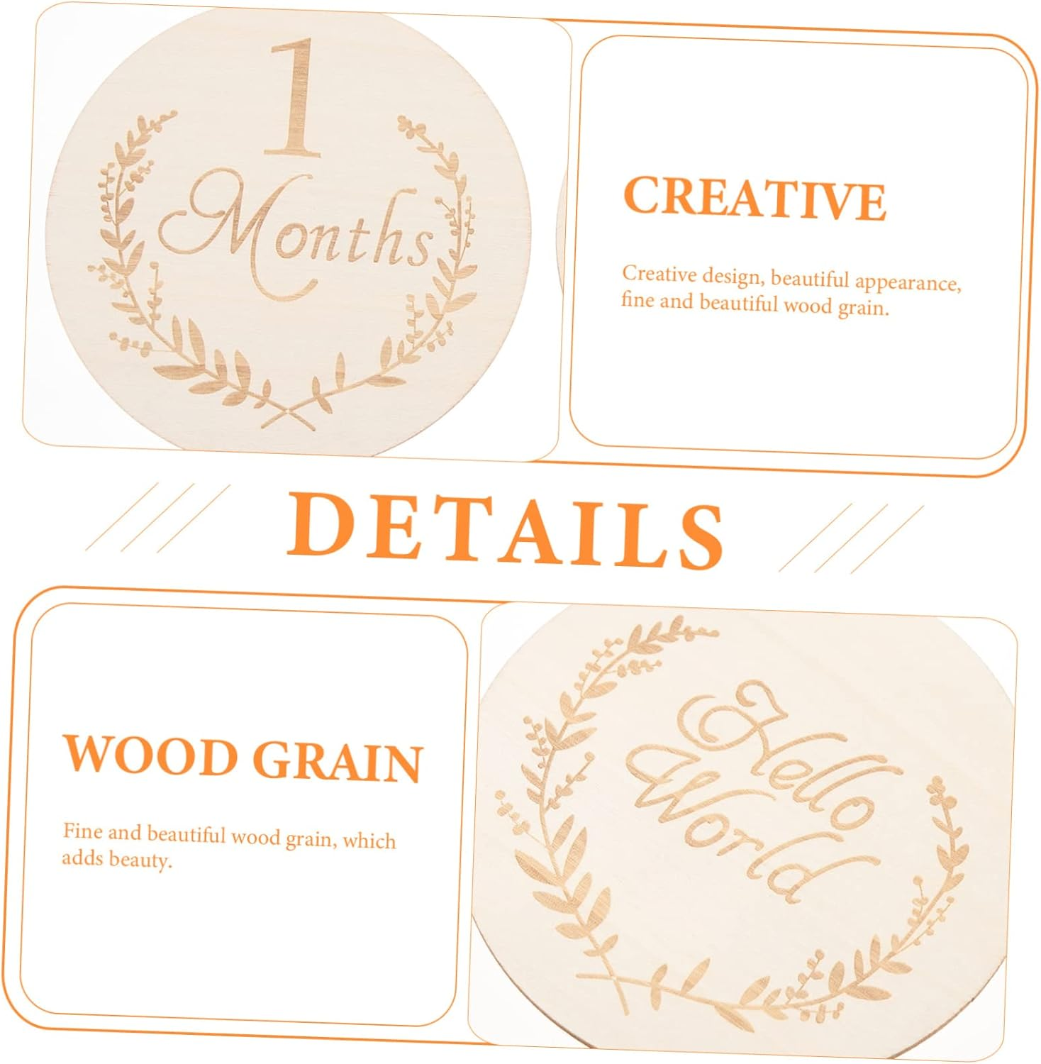 Gadpiparty 13Pcs 100Mm Wooden Infant Milestone Growth Cards Baby Birthday Photo Props Natural Poplar Wood Slices for Newborn Photography and Home Decoration image number 6