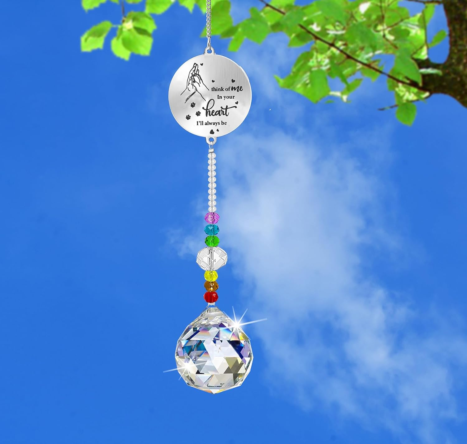 Peili Dog Memorial Gifts for Loss of Dog, Pet Paw Print Sympathy Gifts Crystal Window Suncatcher,Bereavement Gift Sun Catcher,Dog Remembrance Gift Rainbow Maker,Pet Passing Away Loss Gifts (D) image number 3