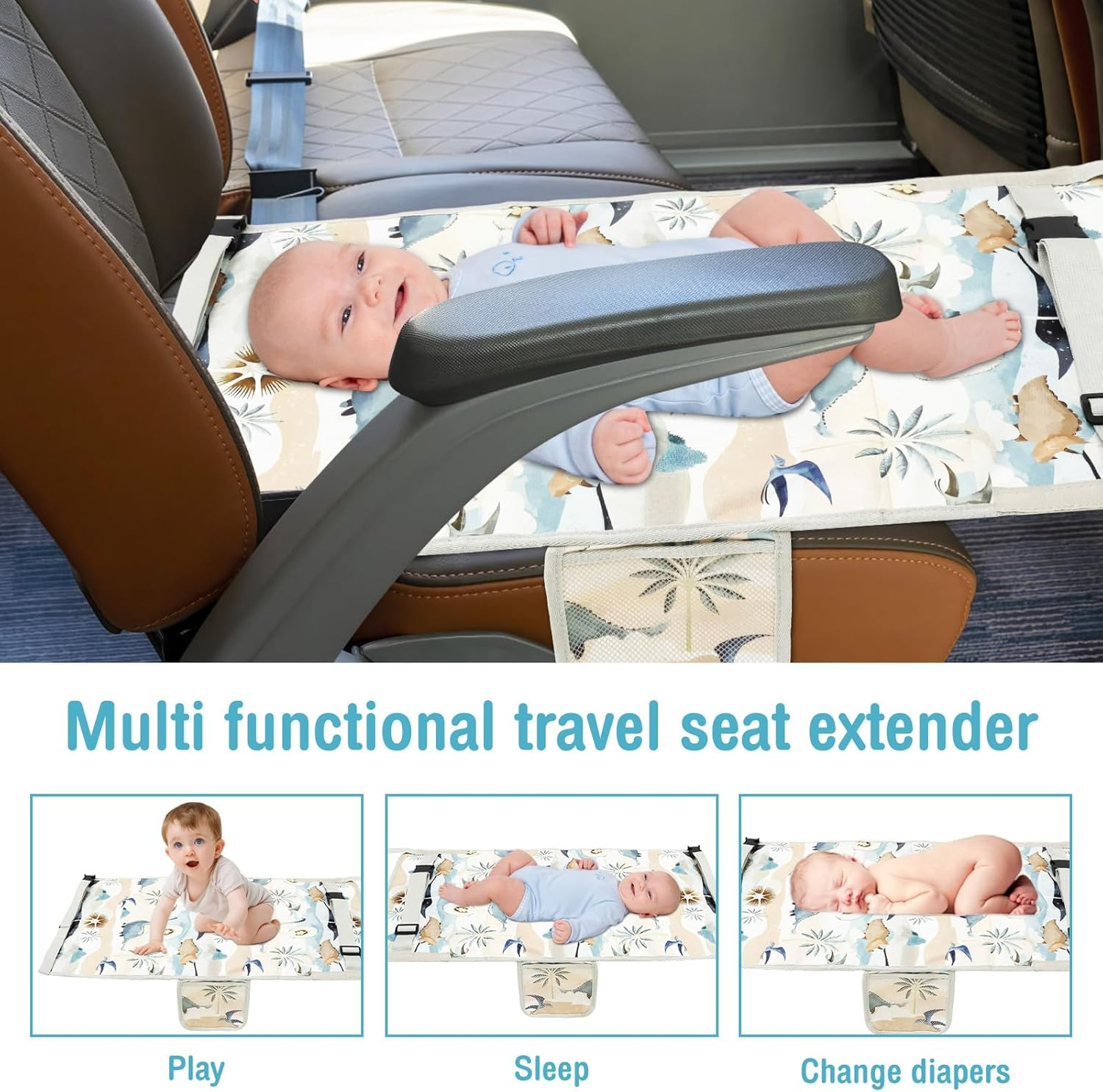 Toddler Airplane Travel Bed, Plane Travel Essentials, Airplane Seat Extender for Kids for Flying Long Flight Traveling (Dinosaur) - Racing image number 3