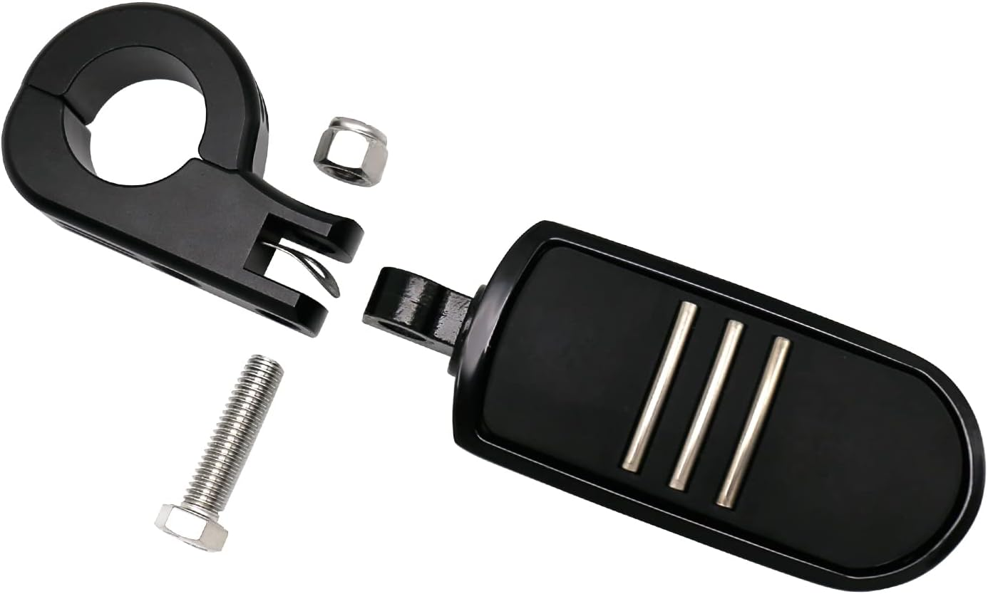 JUNJUMOTO Streamliner Highway Pegs Footpegs and CNC Mount Kit Fit for Harley Sportster Softail Dyna Road King Road Glide Street Glide with 1 1/4 Engine Guard (Black,Style A) image number 7