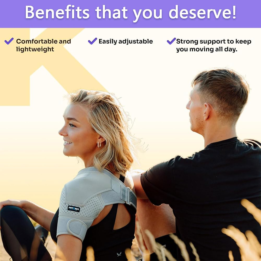 Shoulder Straps for Men and Women,Rotator Cuff Support for Shoulder Tears, Tendonitis, Bursitis and Dislocations - Compression Sleeve for Injury Pain Relief (Gray) image number 5