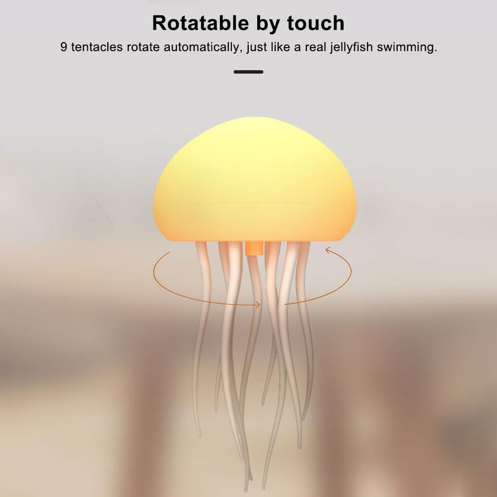 Bedside Bedroom Companion Light Voice Control Type-C Charging Jellyfish Shape Baby Night Light RGB Gradient Flexible Tentacles for Bedroom Home Decor
