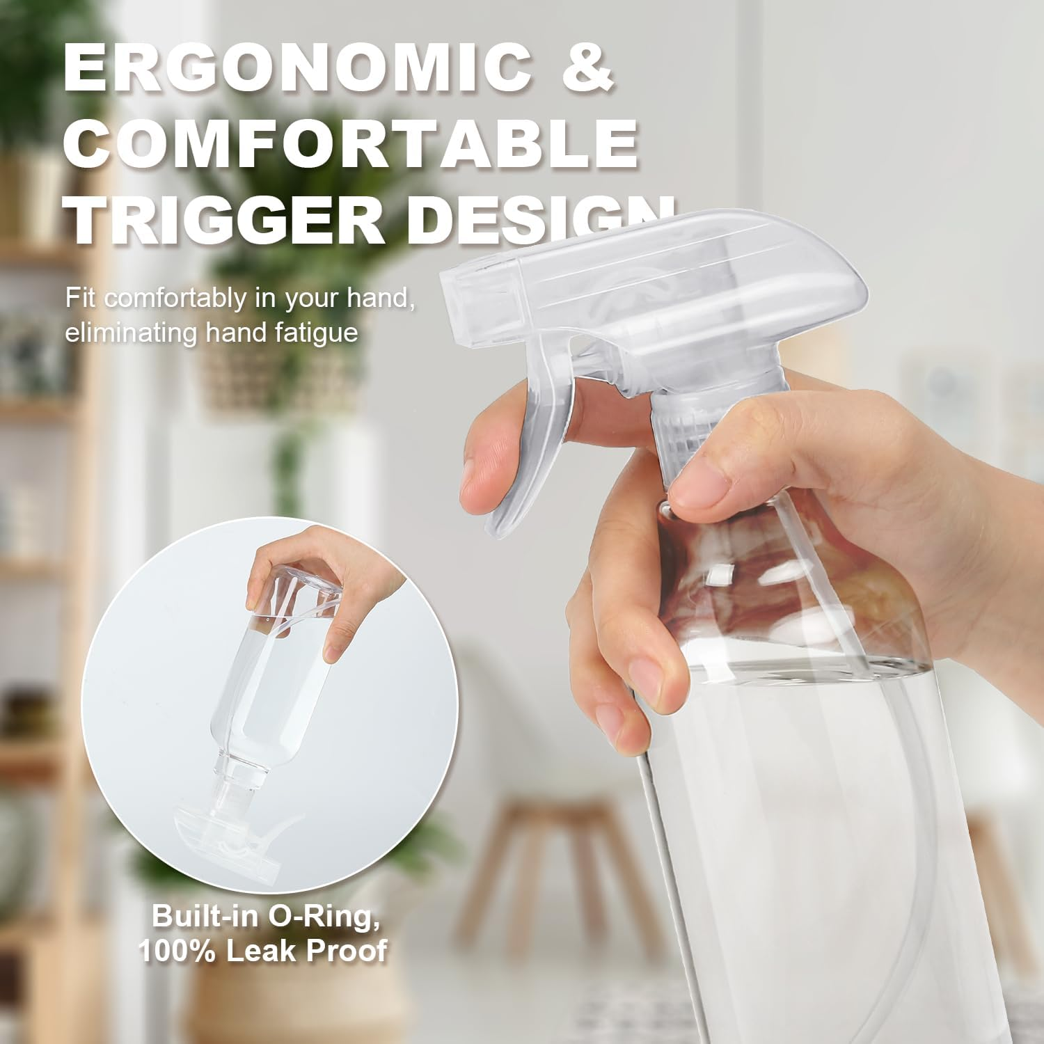 Plastic Spray Bottles (2-Pack, 16.9 Oz) Heavy Duty Spraying, Mist & Stream, Empty Water Sprayer Bottle for Cleaning Solutions, Essential Oils, Hair, Plants, BBQ, Dog Cat Behavior Correction (Clear) image number 4