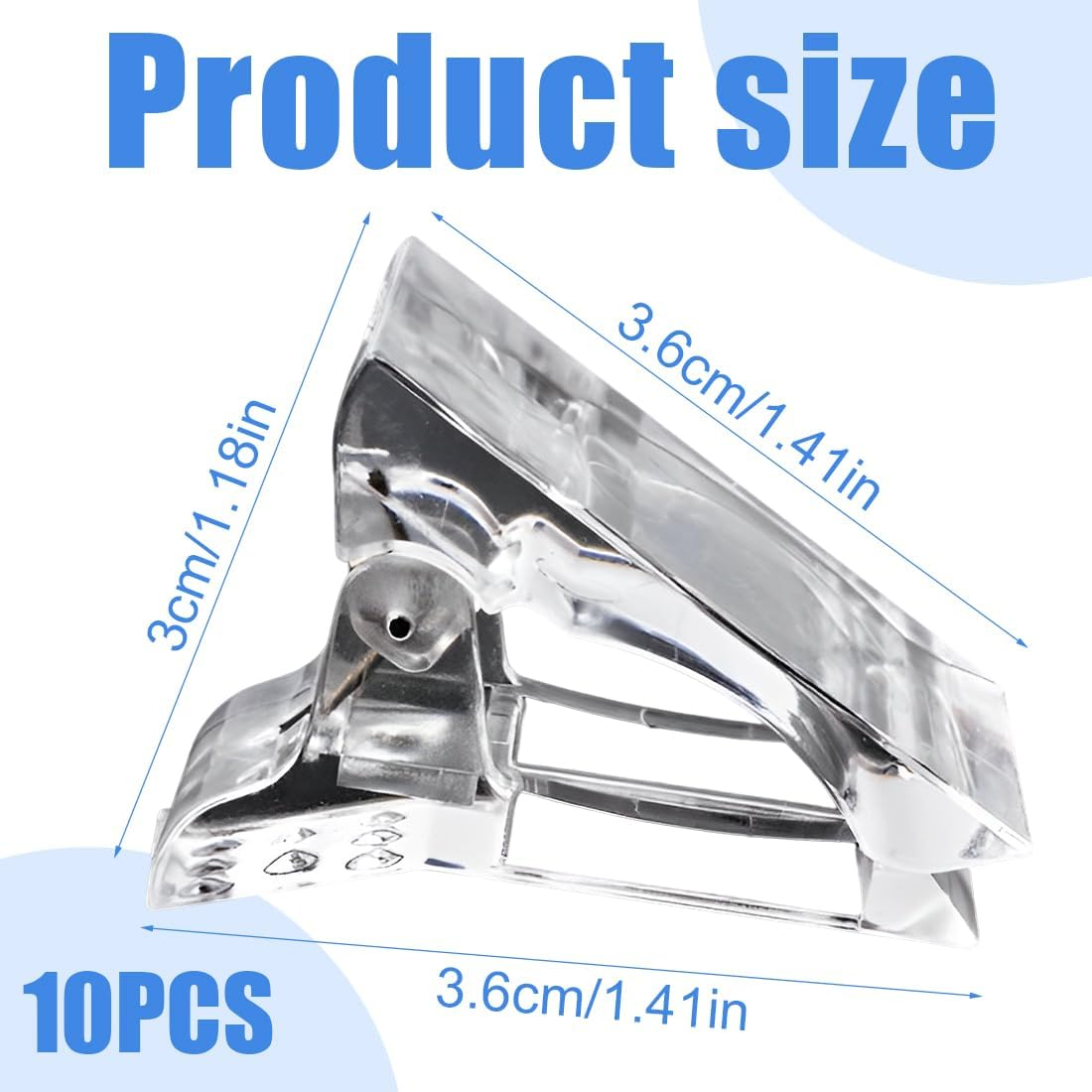BIRLOZA Pack of 10 Polygel Nail Clips Nail Tips Clip Nail Tool Clip Nail Tips Clips Nail Clips for Poly Gel Nail Extension Nail Clips for Gel Nails (Transparent) image number 3