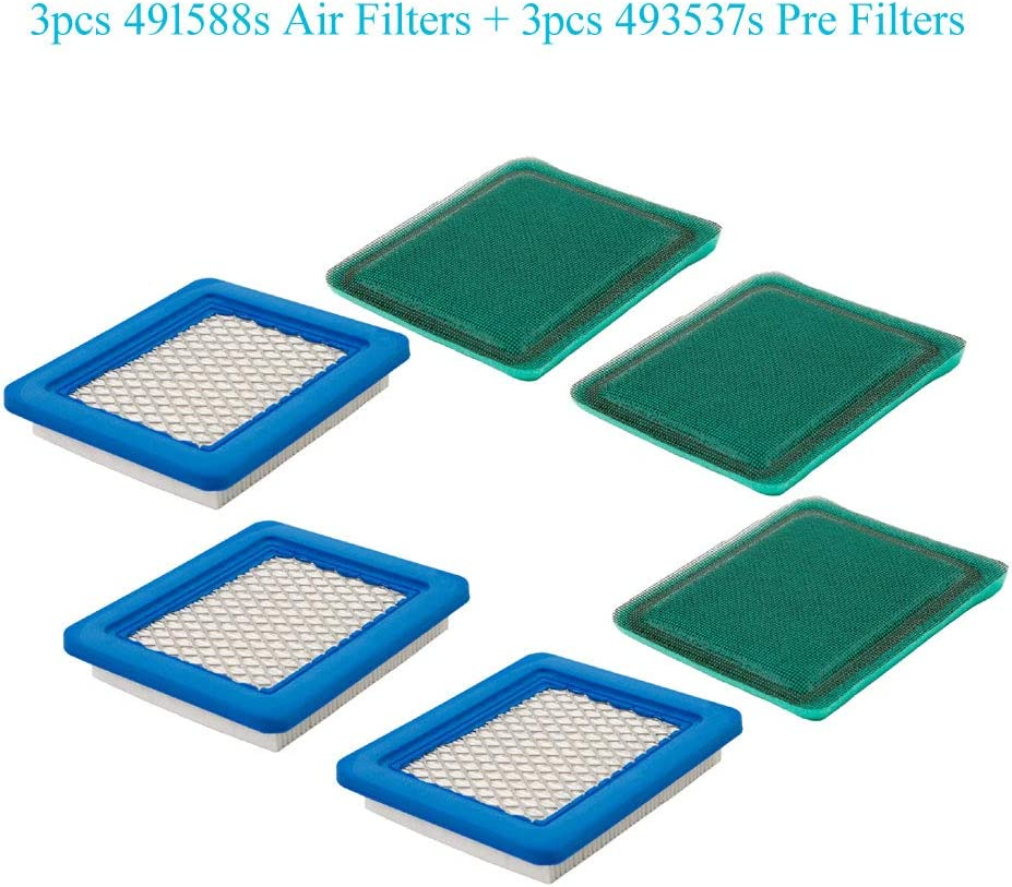 HOODELL 3 Pack 491588S Air Filter with Pre Filter, Compatible with 491588 493537 493537S Toro 20332 Craftsman 33644, Push Lawn Mower Air Cleaner image number 4