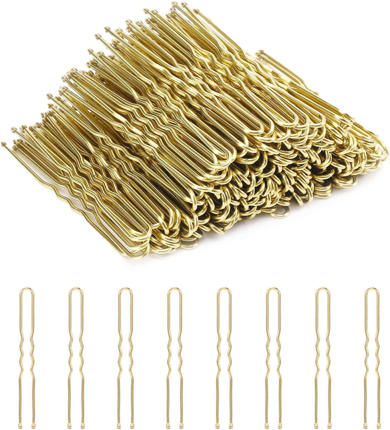 U Shaped Hair Pins, 200 Count for Women Lady Girls Bobby Pins French Historical Hair Pin Hair Styling Pins Hair Accessories, Blonde, 2.4 Inch