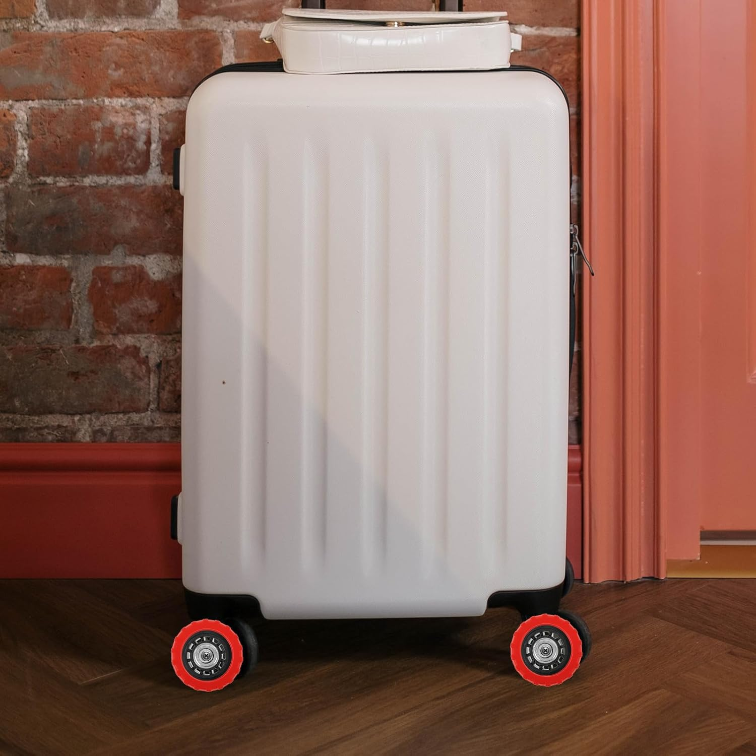 CLISPEED Suitcase Feet Protectors 8Pcs Silicone Luggage Wheel Covers Anti-Slip Shock Absorbing Travel Gear for Small Bags image number 6