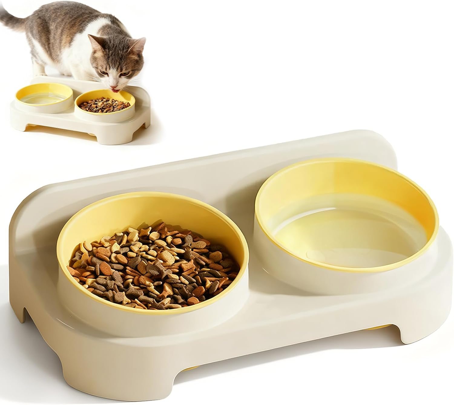 Alyxen Raised Cat Bowl, Plastic Feeding Bowl, Ergonomic Cat Bowl, 15&deg; Tilted Food and Water Bowls for Cats and Puppies image number 6