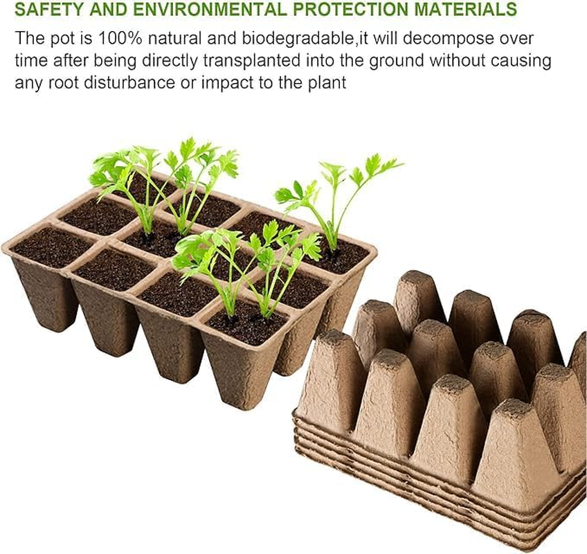 20 Pack Biodegradable Peat Pots 240 Cells Seedling Starter Tray Seed Starting Trays Labels for Tomato Vegetable Flower