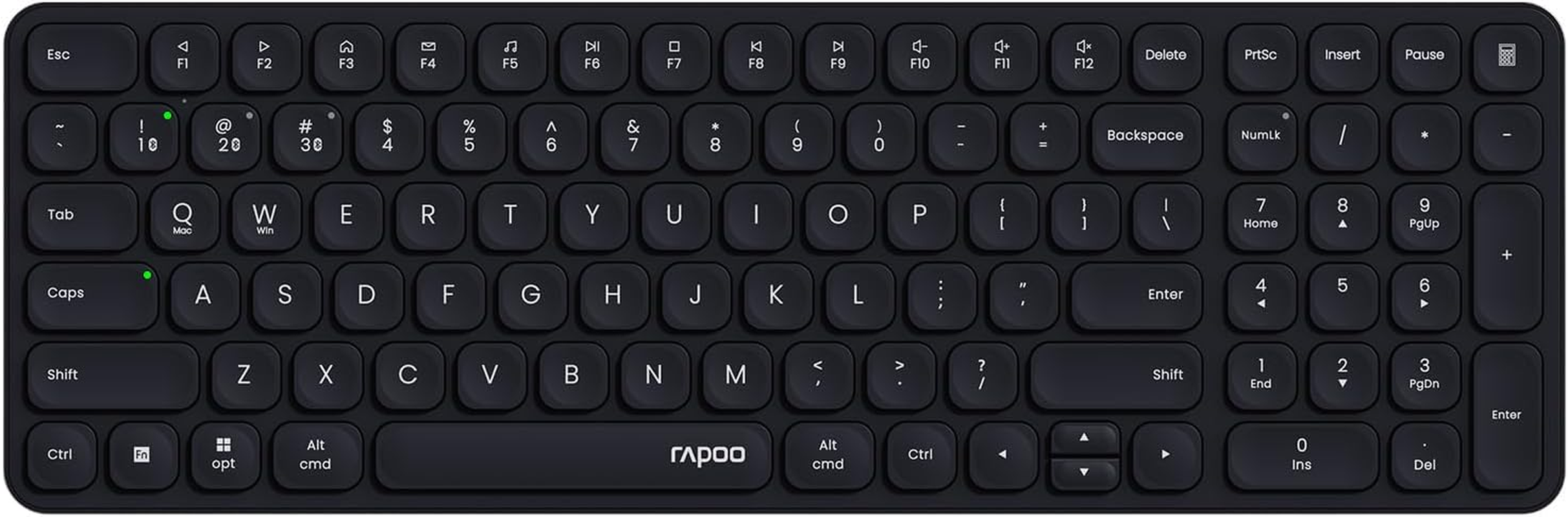 Rapoo E9550L Multi-Device Wireless Keyboard, Blade-Series E9550L 110-Key Ultra-Thin Keyboard, Support 4 Devices, Low-Profile, Quiet, USB-C, Rechargeable, Al-Alloy Frame, for Windows/Mac/Linux/Chrome