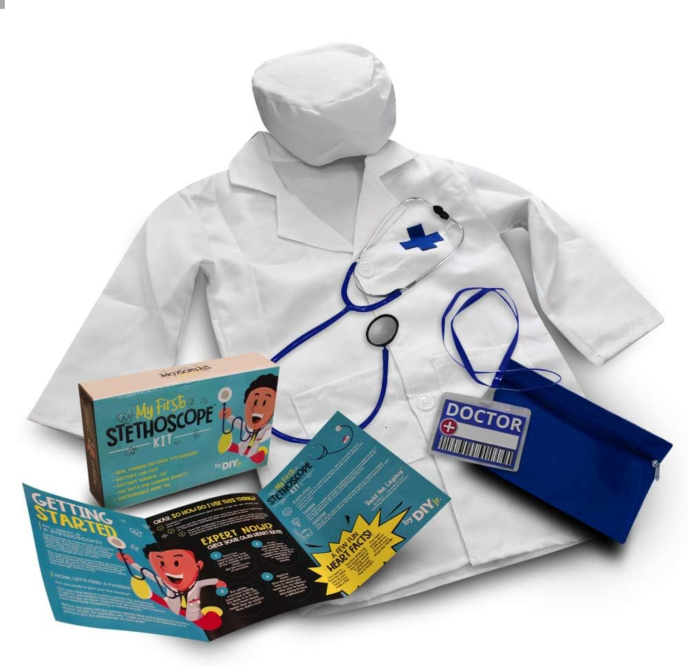 DIY Jr My First Stethoscope Doctor'S Kit - Real Stethoscope for Kids - Includes Lab Coat, Surgical Cap, Name Tag and Lanyard, Ages 6+ image number 5