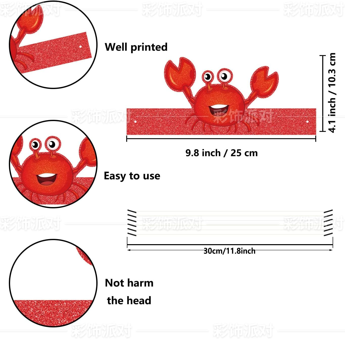 Buziba 24 Pcs Sea Animal Party Favors under Ocean Paper Glasses Sea Animals Headbands Hats Photo Props Decoration for Birthday Party Supplies image number 6