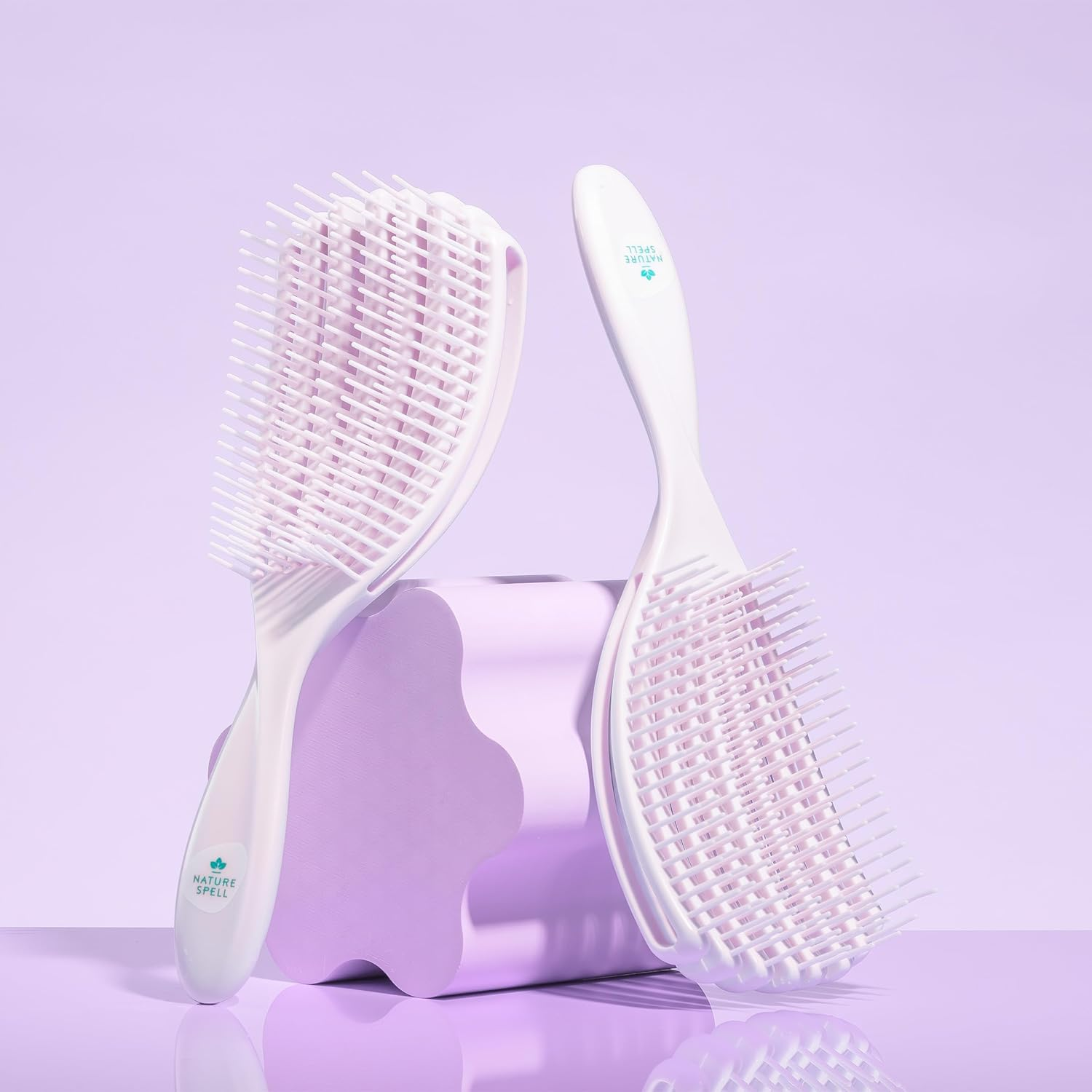 Nature Spell Flexiflow Detangling Hair Brush | Detangles All Hair Types | for Wet & Dry Hair | Flexible Strands for Pain Free Brushing & Cleaning | Eliminates Knots & Reduces Breakage | (Purple)