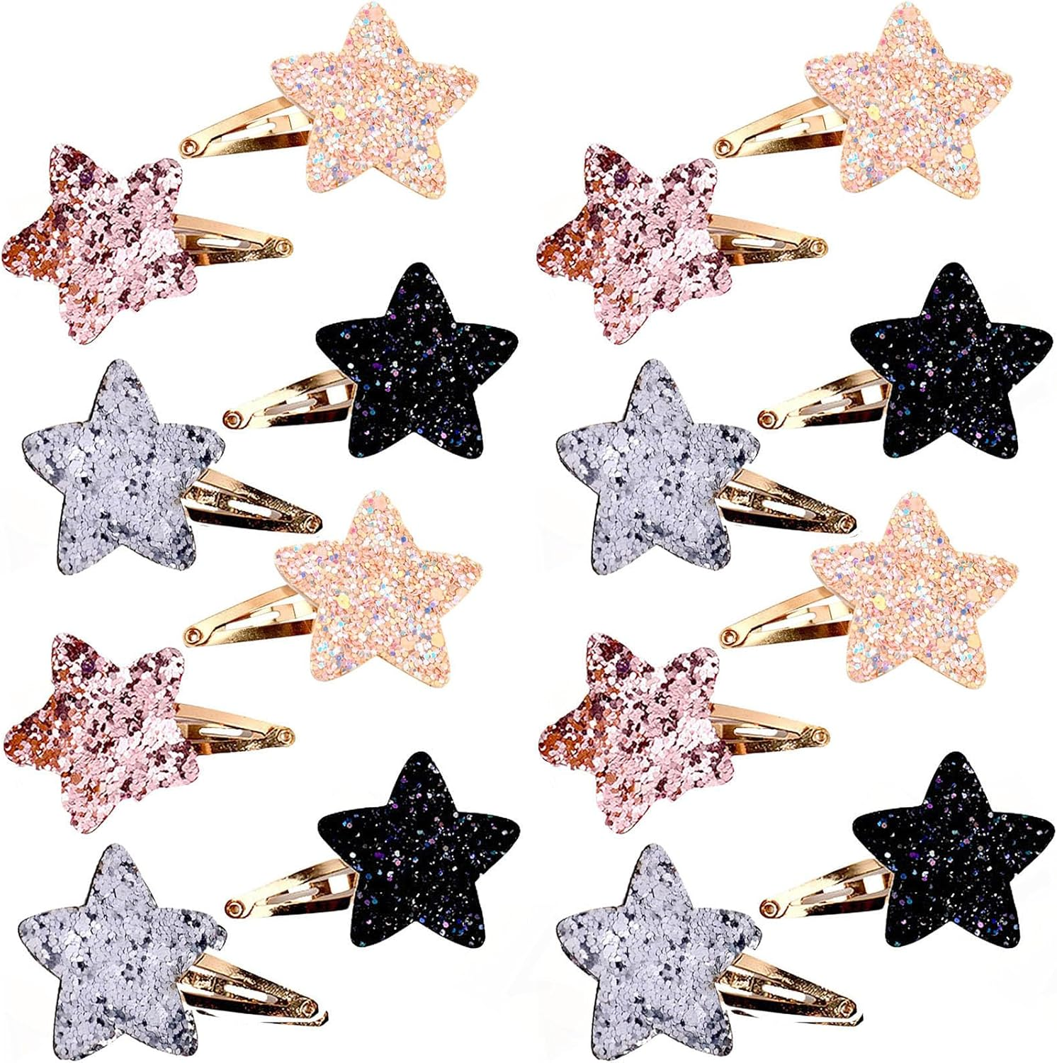 Star Hair Clips,16Pcs Metal Snap Hair Barrettes,Sparkly Hair Pins Girls Hair Accessories for Women Girls Toddler Party Birthday Gift Supplies image number 3