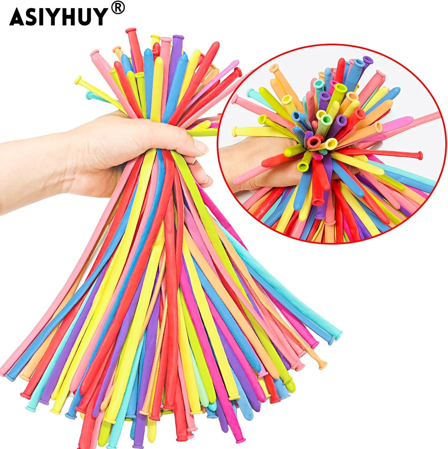 Pastel 260Q Long Balloons 100 Pack Twisting Animal Balloons Assorted Color Thick Latex Modeling Long Magic Balloons for Animal Shape Birthday Weddings Kids' Party Decoration (Pastel Long Balloon) - Black image number 4