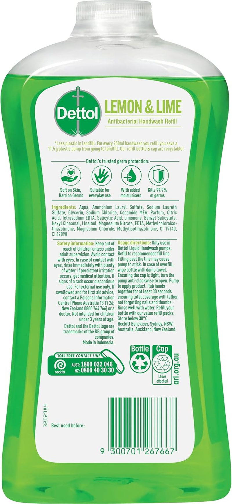 Dettol Anti-Bacterial Hand Wash Refresh Refill Disinfecting, 950Ml X 3 (Pack of 2) image number 3