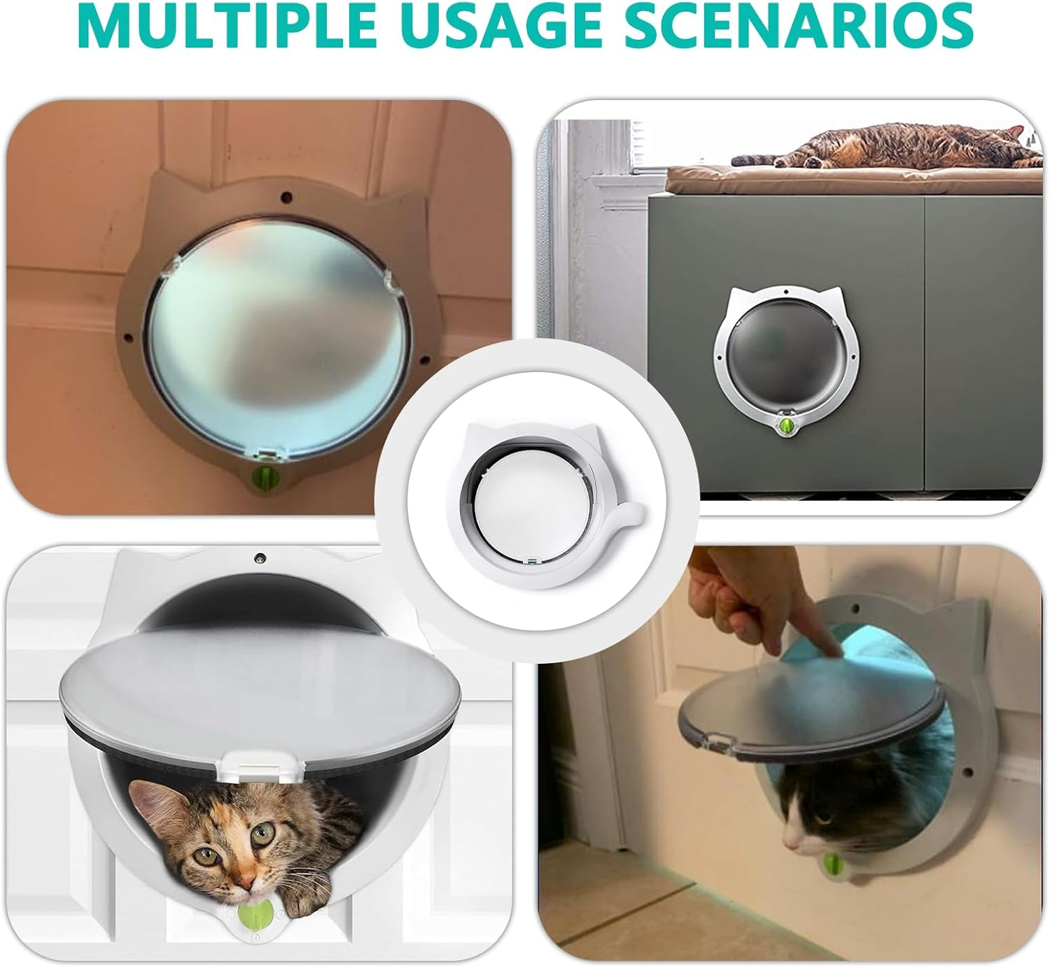 YANZEO Cat Door Interior Doors with Flap 4-Way Locking Cat Flap Interior Exterior Doors for Cat Kitten image number 2