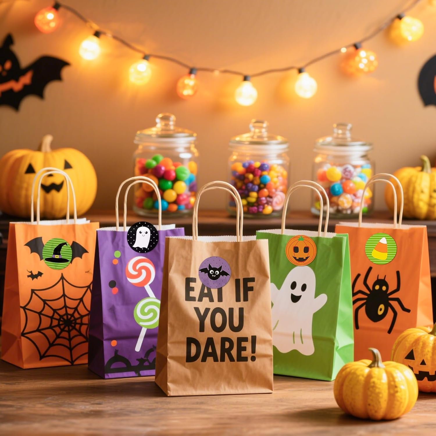 Halloween Stickers for Kids, 1000 Pcs Byhoo Halloween Pumpkin Bat Spider Stickers Roll, 16 Vibrant Colors and Designs, round Seal Label Stickers, Envelope Seals Paster for Halloween Party Decorations