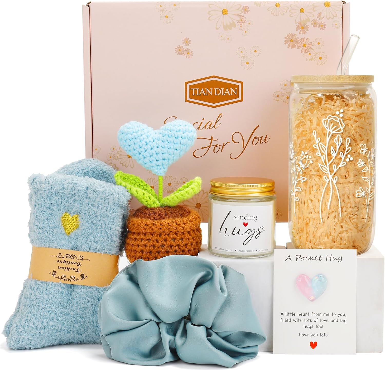 Birthday Gifts Basket for Women, Unique Self Care Package Relaxation Spa Bath Set for Girls,Get Well Soon Box for Her, Christmas Mother'S Day Thinking of You Gift Ideas for Mom, Friends,Sister, Wife (White-Pink)