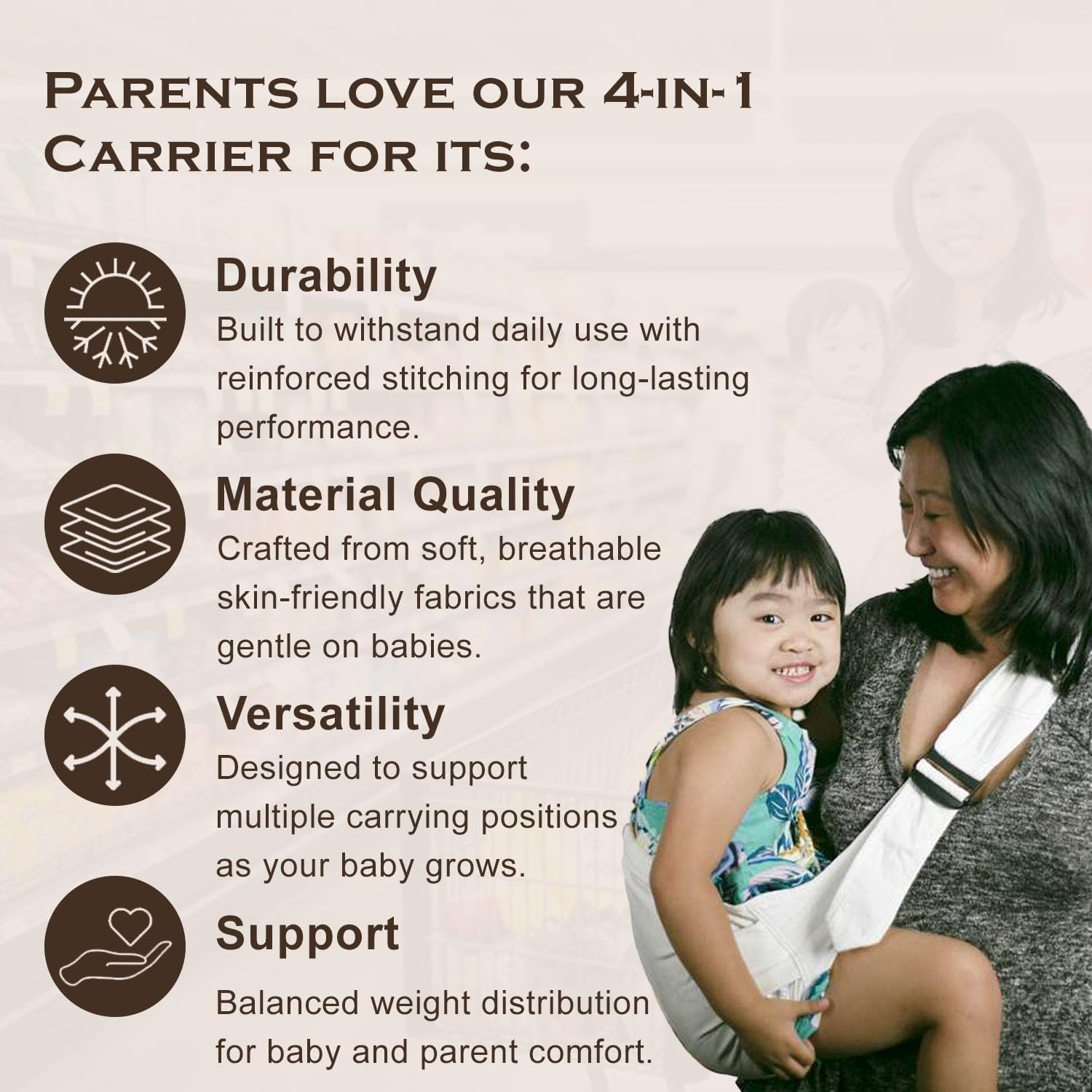 Baby Wrap Carrier | All-In-1 Original Breathable Baby Sling | Baby Carrier Newborn to Toddler | Baby Wrap Sling | Lightweight Baby Carrier Sling image number 2