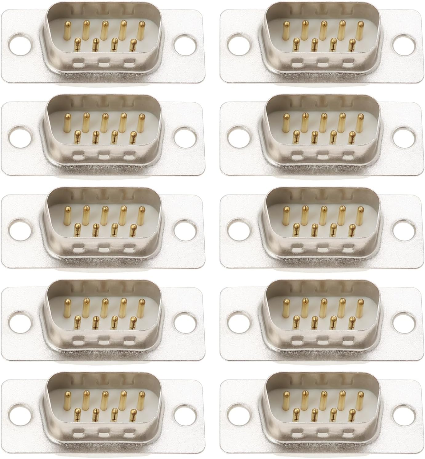 YINETTECH 10PCS DB9 RS232 Male Connector 9 Pin D-SUB Serial Solder Type Gold Plated Joints Connector for Automatic Control Equipment Computer Set-Top Box image number 3