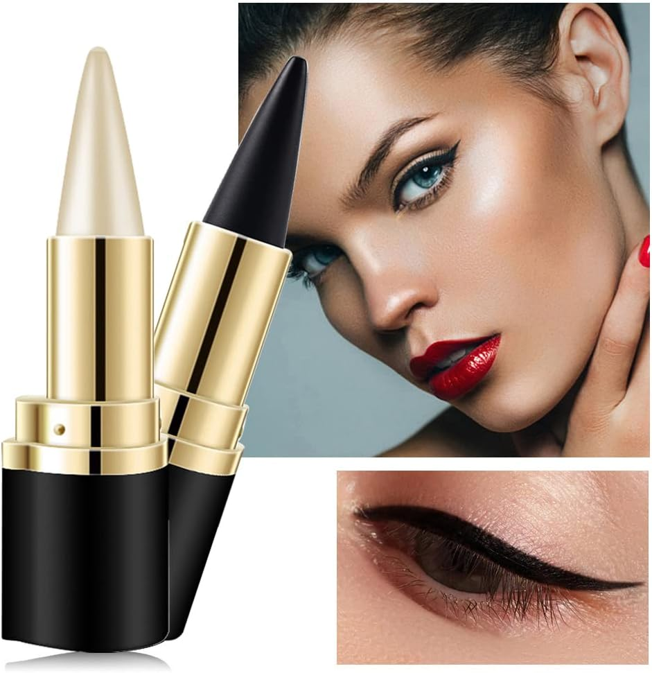 2 Colors Gel Eyeliner Set,Quick-Dry Cream Eyeliner Waterproof and Smudge Proof Eye-Liner Pencil Long-Lasting Matte Black Eyeliner Stick for Women Girls (01 Silver+04 Black) image number 4