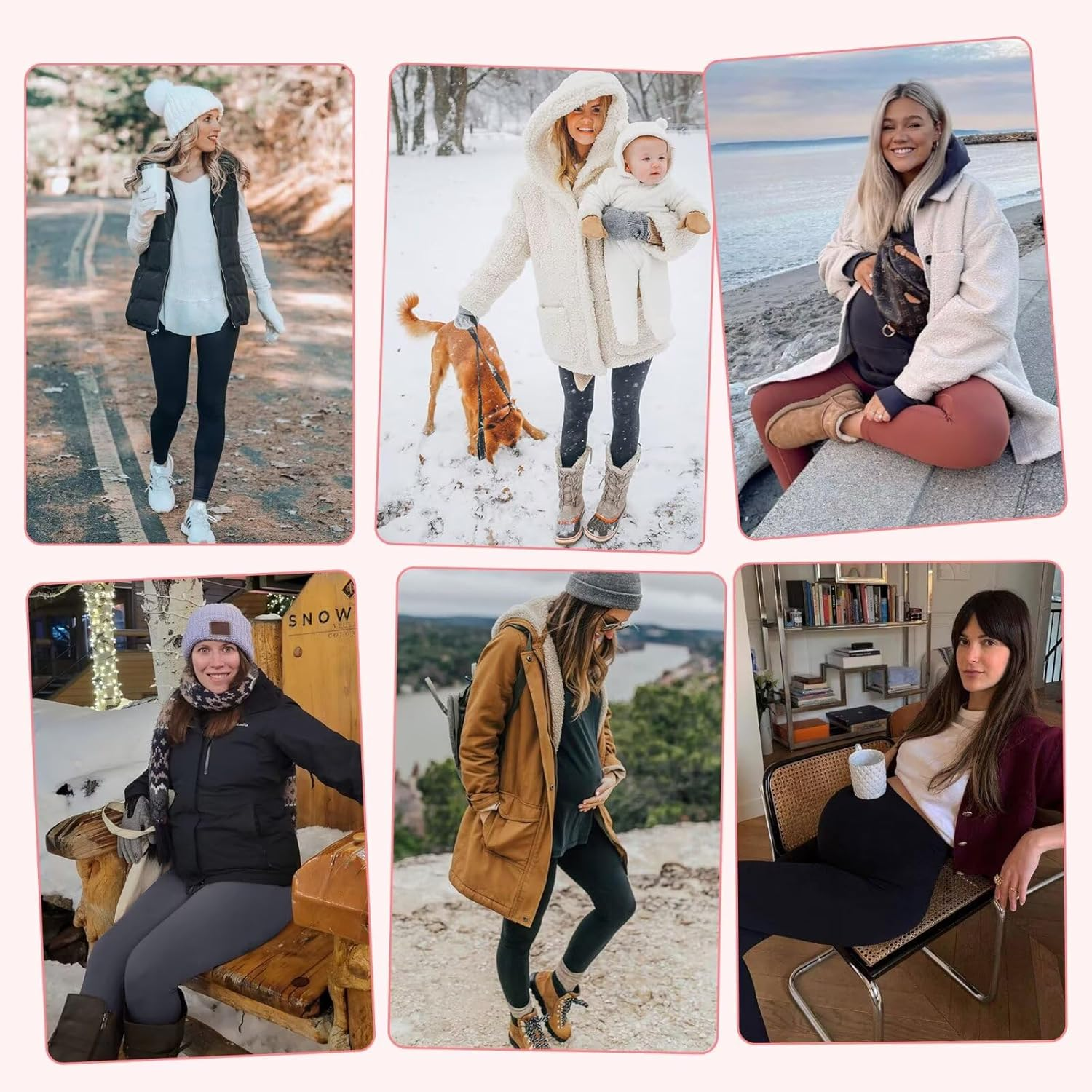 QGGQDD Women'S Thermal Maternity Leggings with Pockets High Waist Pregnancy Winter Opaque Warm Maternity Fashion Leggings Sport for Pregnant Women image number 2