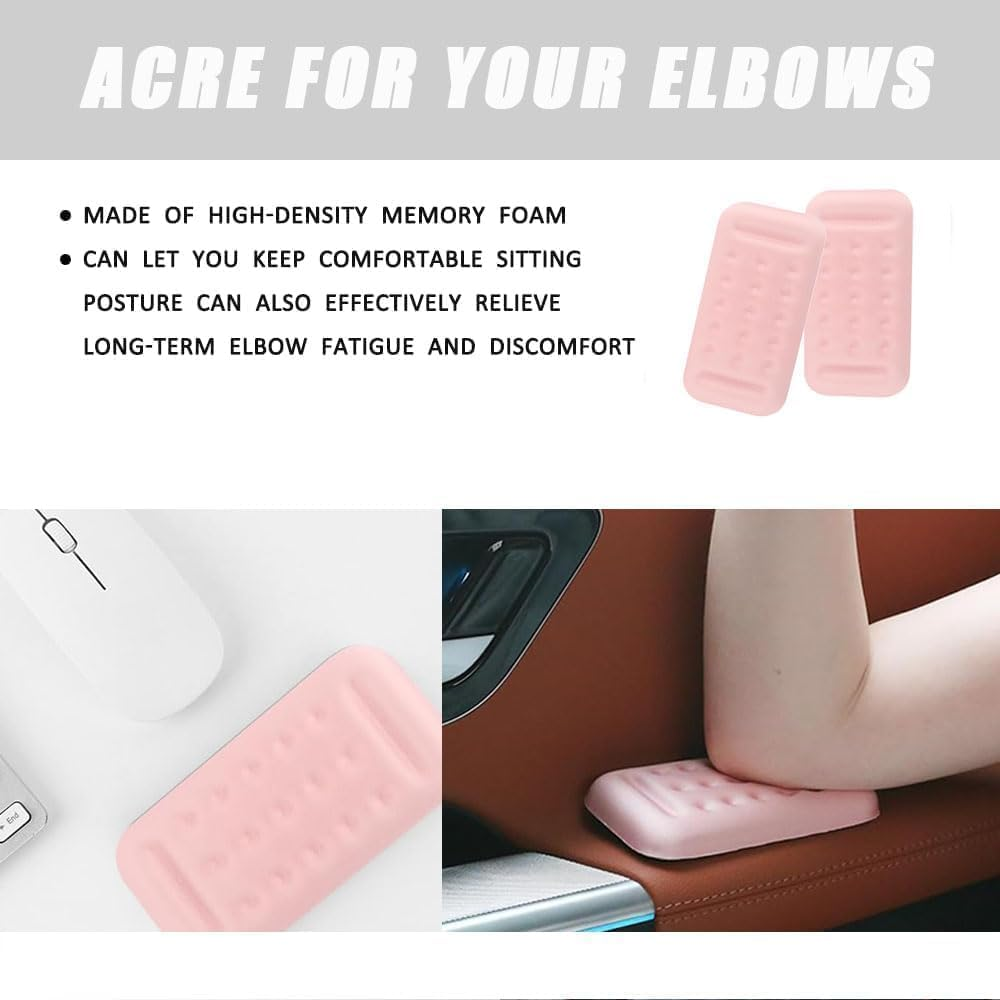 2PCS Arm Rest Elbow Pads for Car,Cosy Car Armrest Cushion Relieves Elbow Fatigue,Universal Automotive Center Console Armrest with Memory Foam for Arm Support Fits Most Vehicles (Pink) image number 4