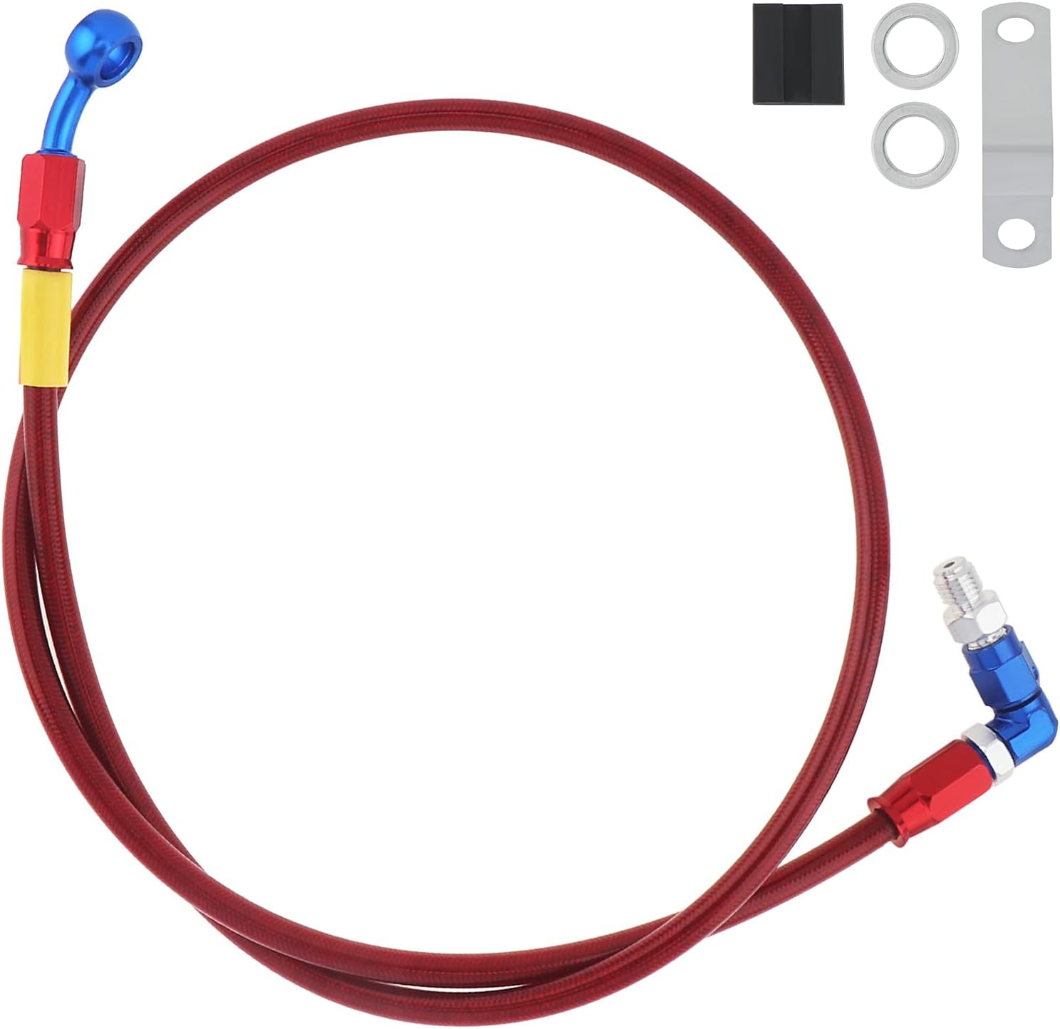 Windance 39Inch/100Cm 28 90 Degree M10 Brake Line Fit for Motorcycle Scooter ATV Dirt Pit Bike, Stainless Steel Braided Hydraulic Brake Oil Hose (Blue)