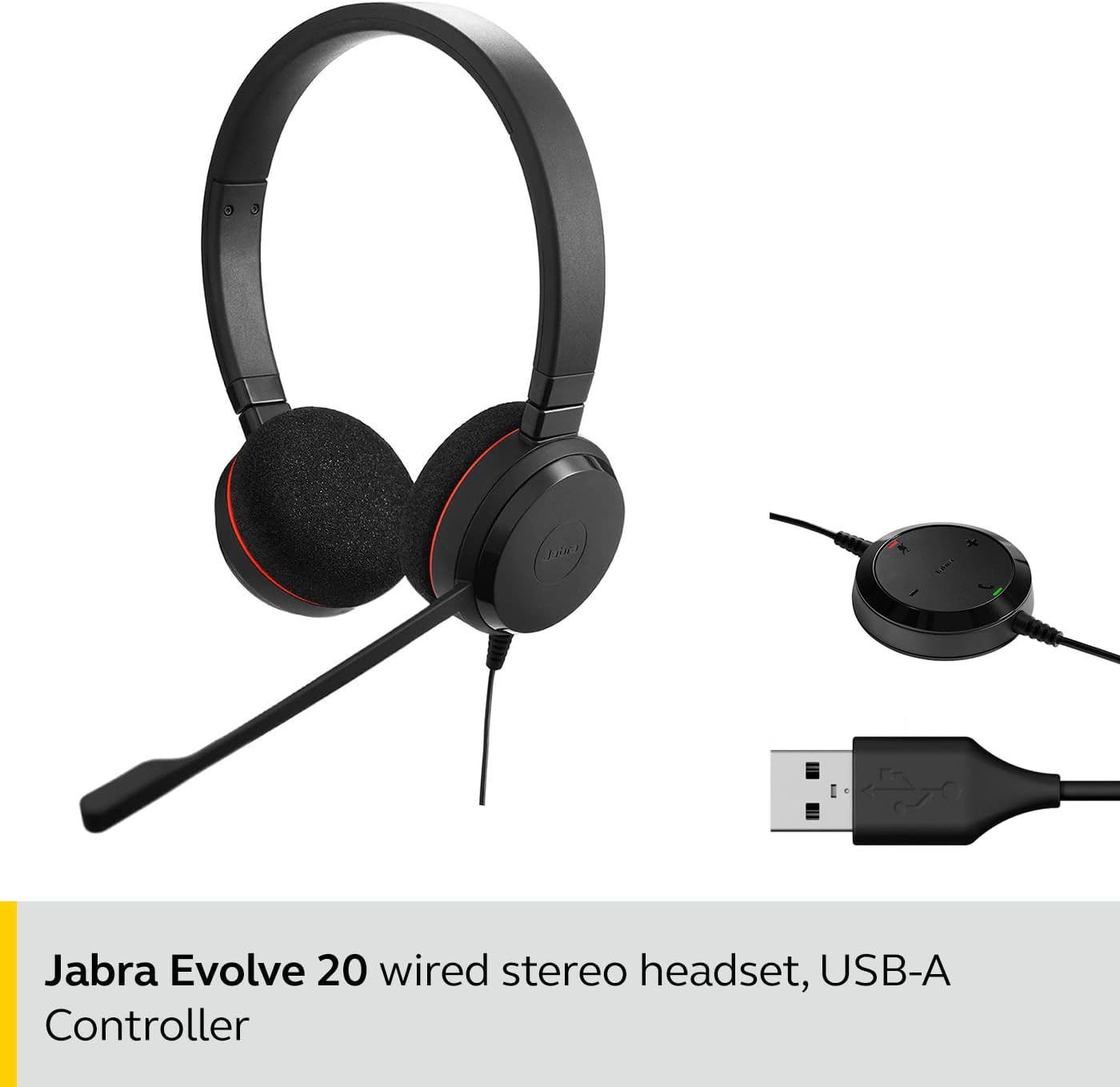 Jabra Evolve 20 UC Stereo Wired Headset/Music Headphones (U.S. Retail Packaging), Black image number 2
